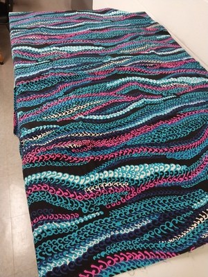 Vintage - 2 1/2 yards 45'' wide Bright Pink Blue Black Unique design Poly/Cotton