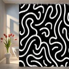 Modern Black and White Swirl Shower Curtain for Trendy Bathroom Decor