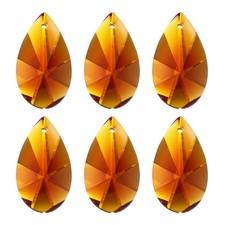 K9 Crystal Pendants Beads, 6 Pack 38mm Chandelier Prisms Decor Amber