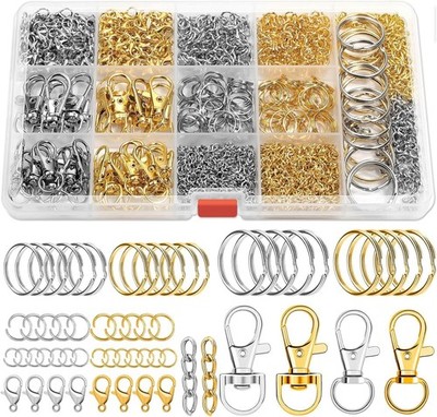 990pcs Keychain Making Kit Key Rings Lobster Clasps Jump Rings DIY Craft