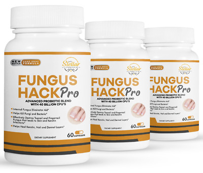 3 Pack Fungus Hack Pro, helps remove fungi and bacteria-60 Capsules x3