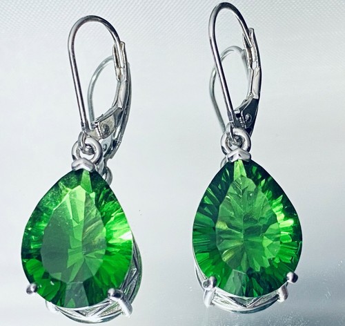 E61216L Mt St Helens Helenite Pear 12x16mm 20 Sterling Silver Dangling Earrings - Picture 2 of 7