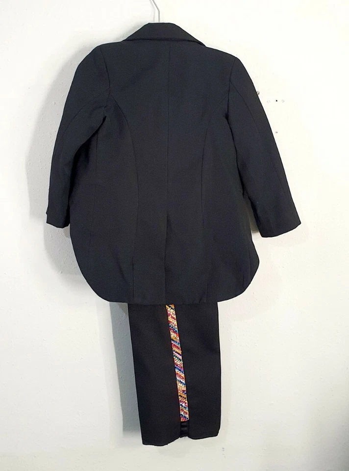 Esmoquin negro personalizado brillo estrás concurso formal niños niños niños talla 4/5 chaleco pajarita Foto 2 de 4