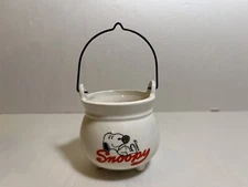 Vintage SNOOPY 2.5" Ceramic CAULDRON POT 1958 STAMP Peanuts Charlie Brown