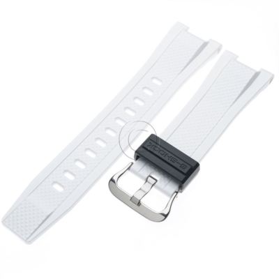 Original Casio weißes Kautschuk Uhrenarmband schwarz Keeper Strap f/ G-Stahl GST-210B-7A
