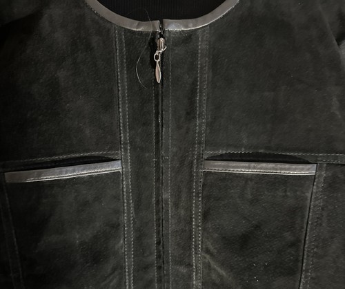 Escapade Black Suede|Sweater Jacket Zipper Closure Women's Size L, W/4 Pockets - Picture 5 of 9