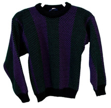 Vintage 1980's or 90's Boy's Sweater Made in USA Junior Children Purple Green-C1