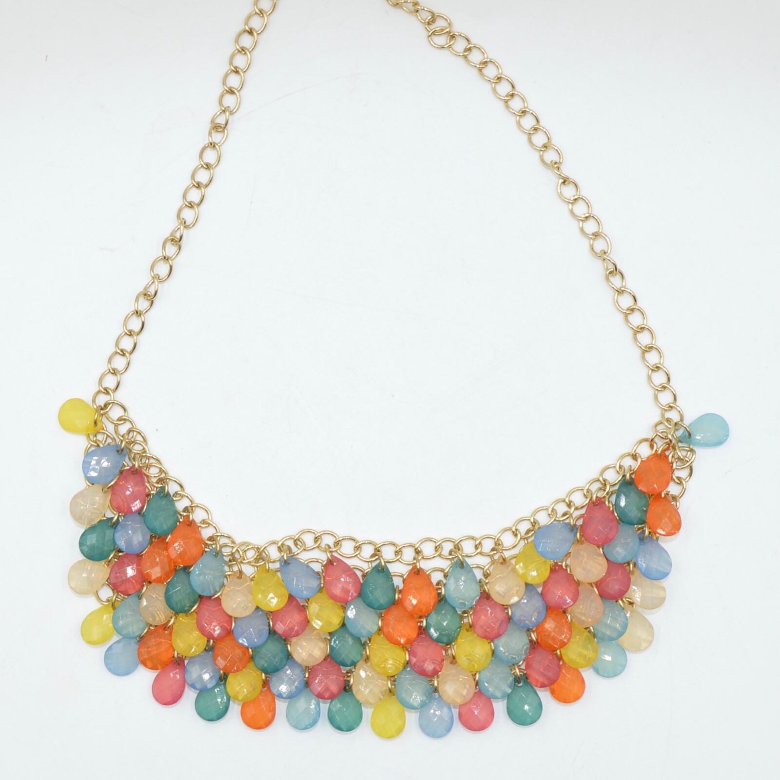 Bold Multicolor Statement Necklace – Faceted Tear… - image 8