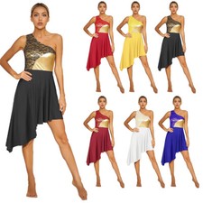 Womens Dance Dress Metallic Womens Dancewear Dress Contrast Color Praise