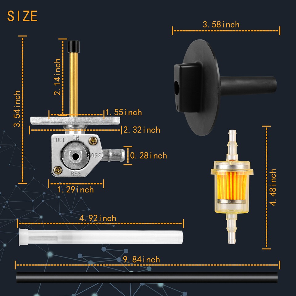 Fuel Petcock Valve & Gas Oil Fuel Filter For Honda Rancher TRX350 Recon TRX250 E - Foto 5