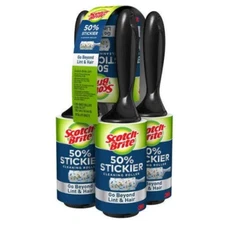 Scotch Brite Lint Roller 3M 50% Stickier 95 Sheets Picks Up Lint, Hair, (5 Pack)