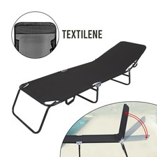 Outdoor Faltbare Sonnenliege Liege Gartenstuhl Relax Camping - Schwarz