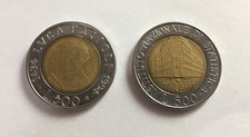 LOTTO Moneta Repubblica Italia 500 lire 1996 ISTAT + 500 lire 1994 LUCA PACIOLI 