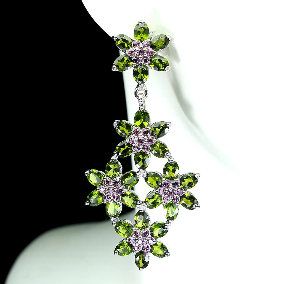 925纯银耳环椭圆形镀铬透视石宝石珠宝首饰 — 第 2/4 张图片