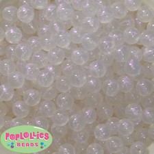 12mm White Acrylic Frost Style Bubblegum Beads Lot 40 pc. chunky gumball