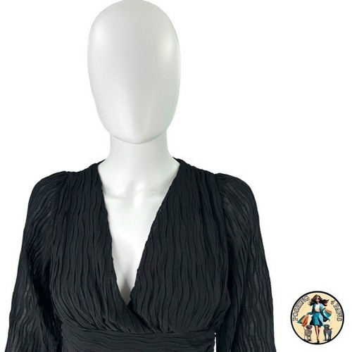 Petal and Pup NEW Delilah Pleated Peplum V Neck Blouse Top in Black Size XS - Picture 2 of 9