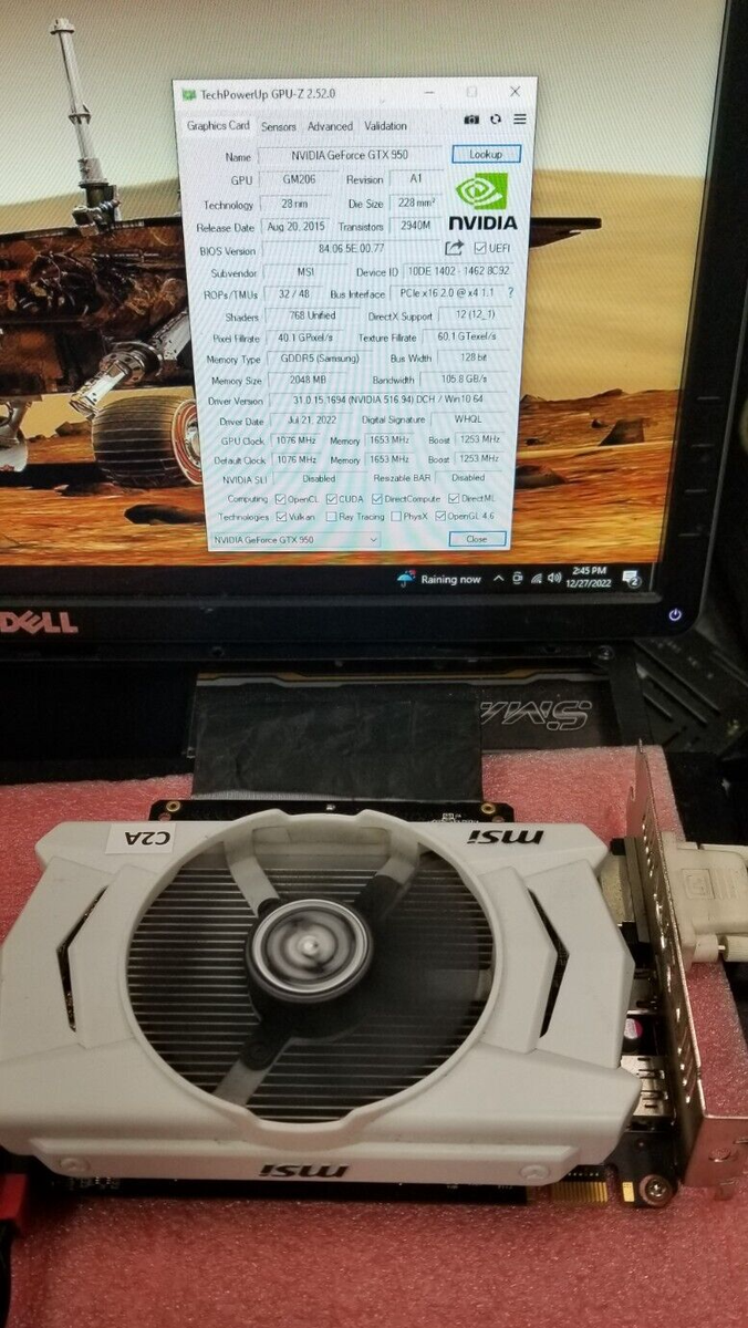 MSI Nvidia GeForce GTX 950 ACX 2GB DDR5 Gaming Graphic Card GPU