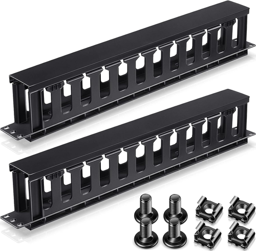 4 Packs 1U Rack Cable Management Sleeves Horizontal 12 Slot Cable Management Cli - Afbeelding 11 van 12