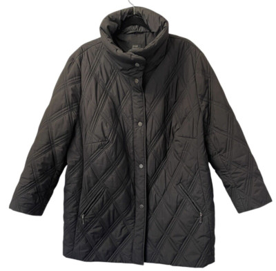 BASLER Black Label Womens Plus Size Quilted Mid-Length Coat Black Sz 50/US 22