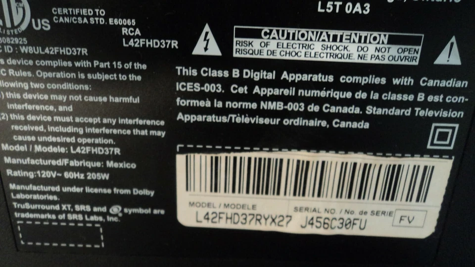 KIT REPARACIÓN COMPLETO RCA L42FHD37R  Foto 3 de 3