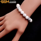 White Howlite Natural Round Stone Beaded Energy Healing Bracelet 7"