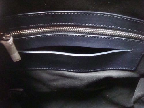 NWT~ DKNY NAVY BLUE PINSTRIPE & LEATHER DRAWSTRING SLIM BACKPACK~ $195 - Picture 9 of 9