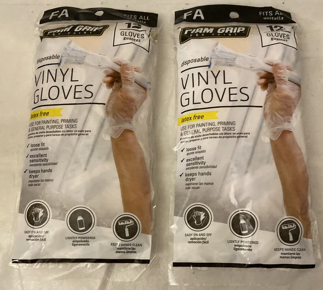 2 packs Firm Grip Pro Paint Vinyl Gloves 12 count/pack (total=24 count) eBay