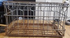 Antique Steel Wire Metal Milk Crate Basket 18 x 12" Quart Dividers Heavy