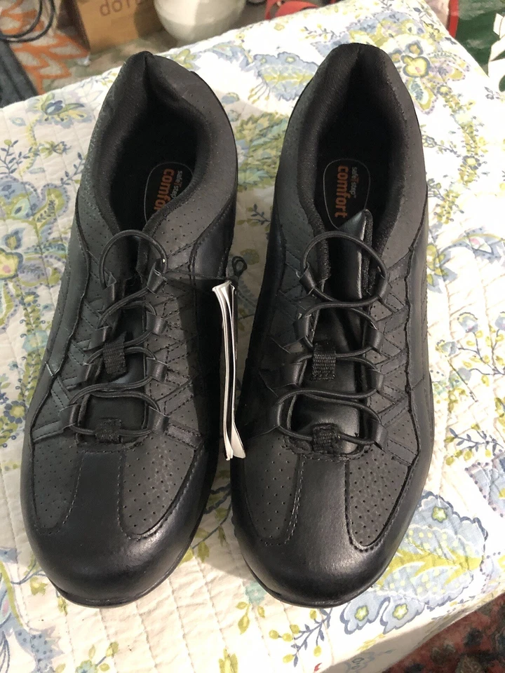 Zapatos con cordones negros para mujer diseñados por Safe T Step talla 10W antideslizantes Foto 2 de 4