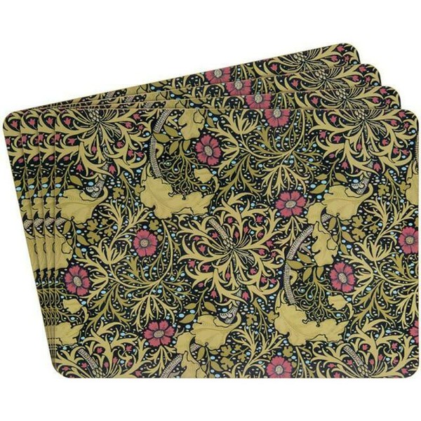 Set of 4 William Morris Seaweed Floral Cork Placemats Dining Table Mats