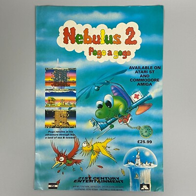 NEBULUS 2 POGO A GOGO ATARI ST COMMODORE AMIGA 1991 VINTAGE RETRO WERBUNG
