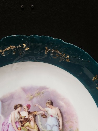 Antique Cabinet Bowl 10.5" Victoria Carlsbad Austria Signed Kaufmann 4 Muses - Picture 5 of 10