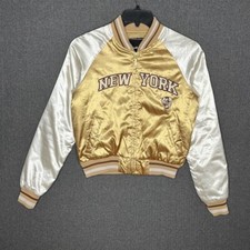 South Pole Jacket Women's Medium Gold Varsity Embroidered New York Y2k Hip Hop