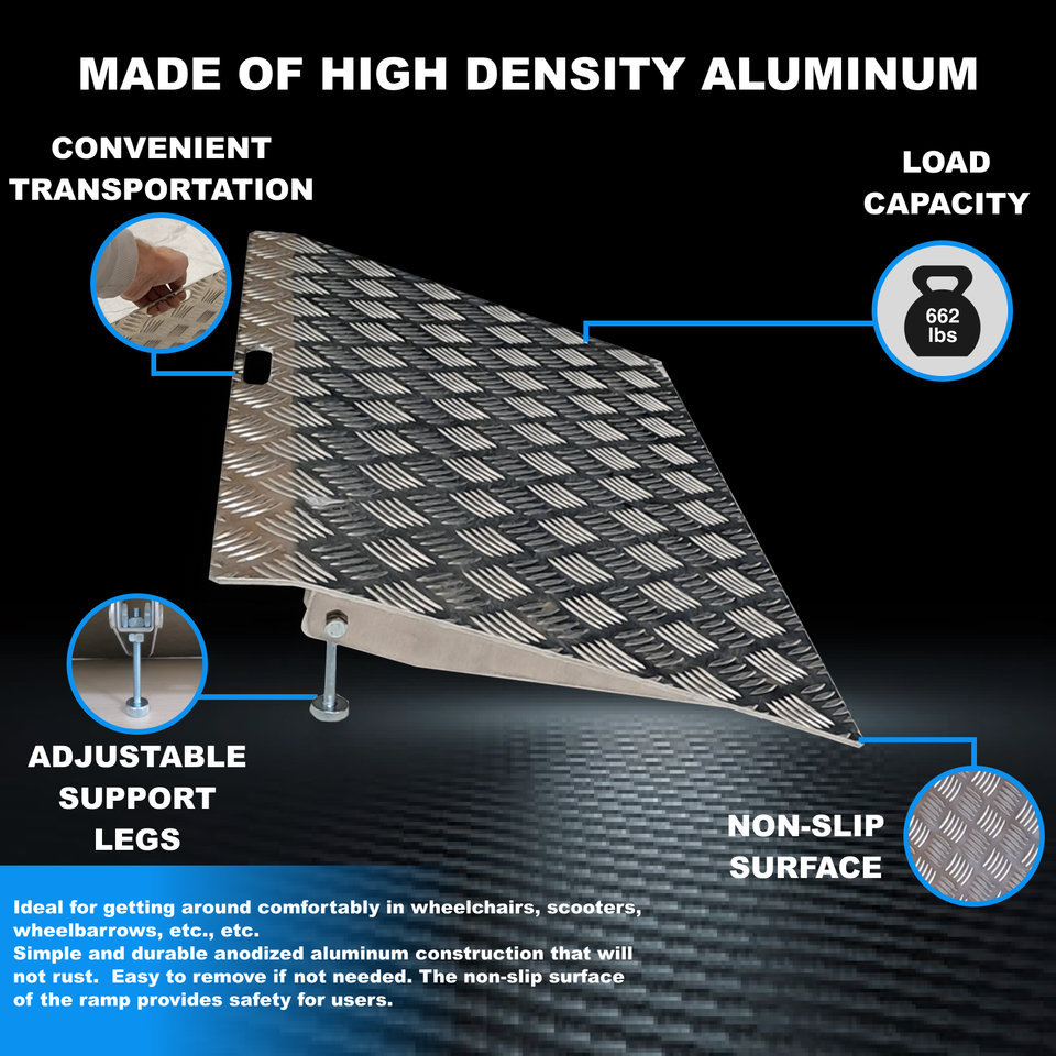 WORHAN® Rigid Threshold Ramp for Wheelchair Loading Platform Anodized ...