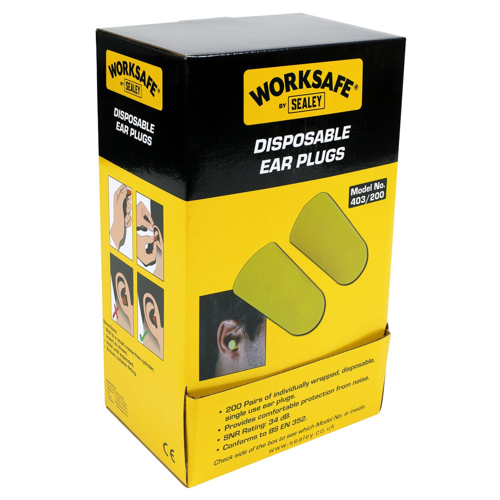 Sealey Ear Plugs Disposable - 200 Pairs - 403/200