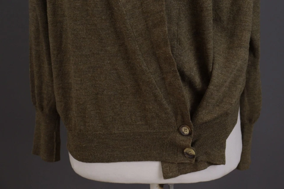 Suéter Cárdigan JIL SANDER Marrón Un Botón Lana Tejido Capa Envoltura Talla 38 Foto 2 de 4