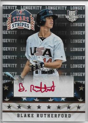 Blake Rutherford Signing 2015 Panini Stars & Stripes Blake Rutherford Red Ink Auto #'d /186 Team ...