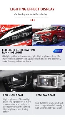 Pair LED Headlight For Lexus CT200h CT200 2013-2017 DRL