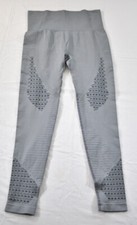women's athletic legging size gray elastic waist stretch nylon blend wide waist