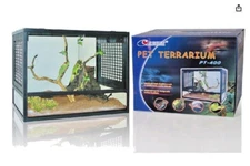 Pet Reptile Amphibian Lizard Frog Insect Ventilated Glass Terrarium with Lid