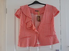 Love Label - Linen Jacket - Ladies Unusual Pink Spotted, Short Sleeve - Uk 12