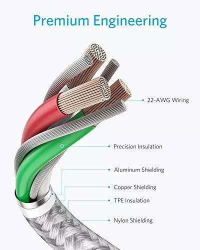 CABLE ANKER USB C A C, CABLE DE CARGA RÁPIDA TIPO C 60W (6 PIES, PAQUETE DE 2) - PLATEADO - Imagen 4 de 5
