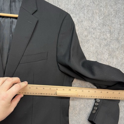 Ralph Lauren Black Label Blazer Jacket 40R Black Wool Long Slim Fit Stripe RLBL - Picture 2 of 18