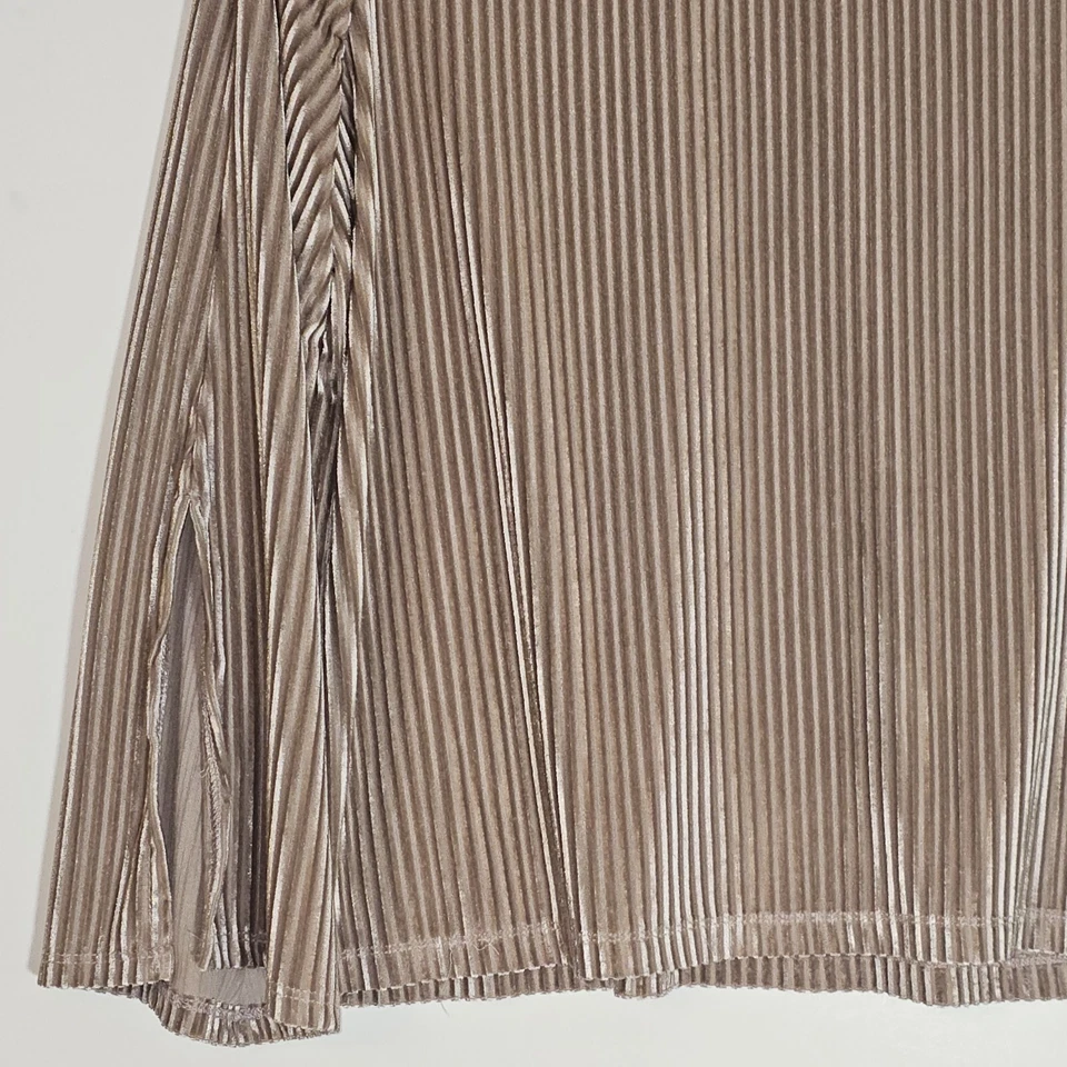 Dantelle Shirt Womens Small Tan Champagne Anthropologie Velvet Bell Sleeve S Foto 4 de 4