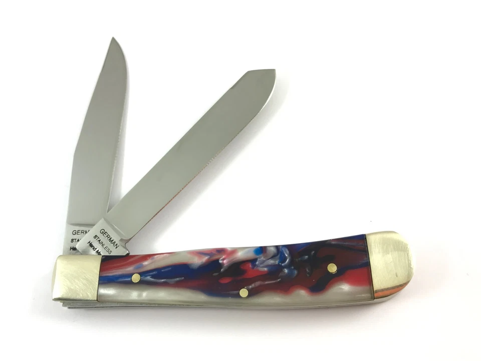 German Bull Trapper Knife Red White Blue Patriotic Hand Made 7775-LP - Image 3 of 4