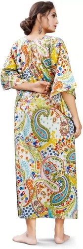 Cette robe ethnique longue et large verte M/L|Comptoirs de Magellan