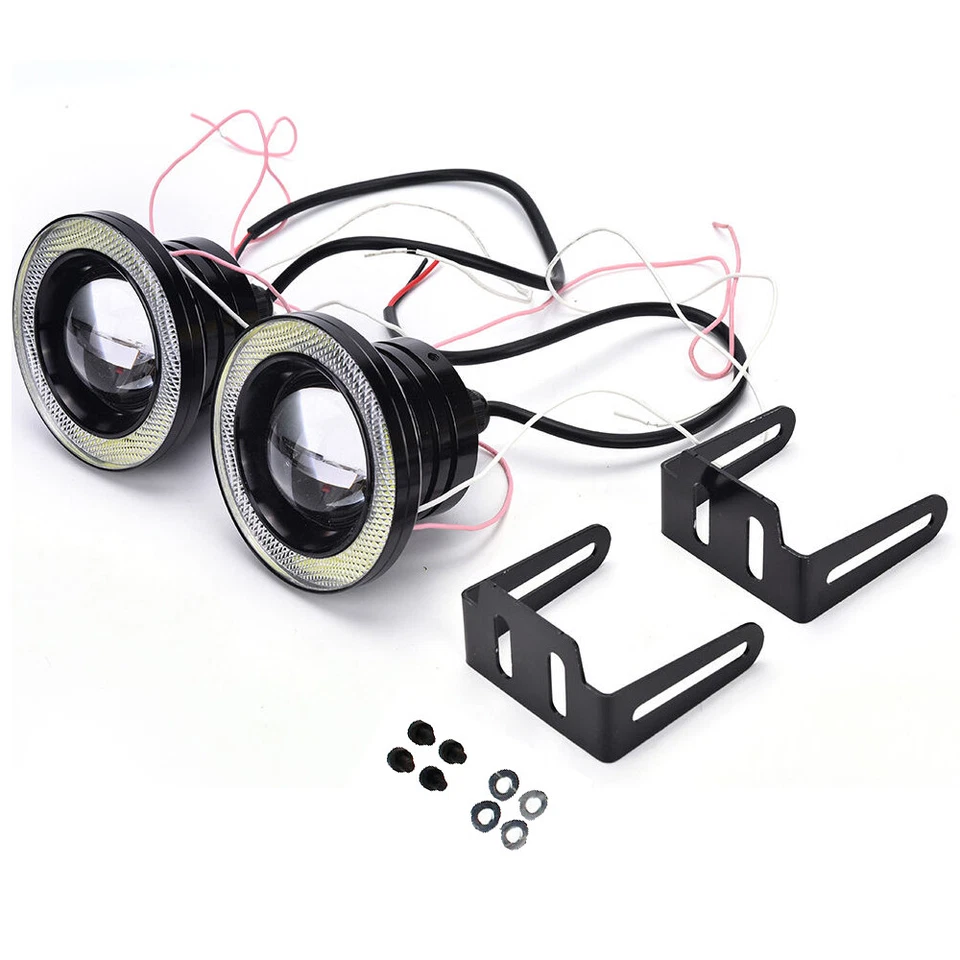 2X 3" inch Round Yellow LED Fog Lights with Amber Angel Eyes Halo For Truck Car - Image 3 of 4