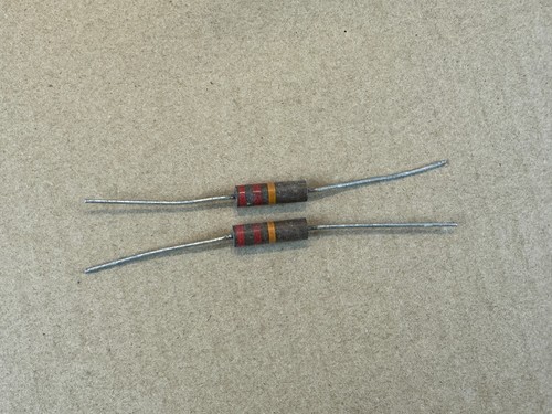 2 NOS 22k Ohm 1 Watt 1W Carbon Comp Widerstände 20% GEPRÜFT 10% 23K 24K (Menge) - Bild 1 von 5