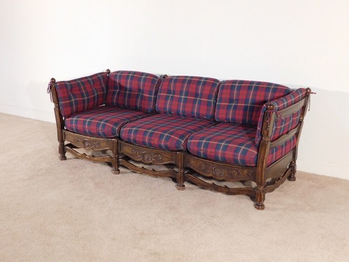 Antique French Dark Oak 1950s / 60s Shell Carved Sofa Daybed - Picture 8 of 19