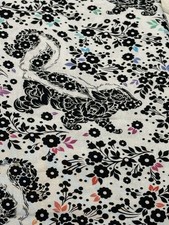 1/2 Yard Tula Pink LINEWORK SKUNKS Floral Animal Black White Cotton Quilt Fabric